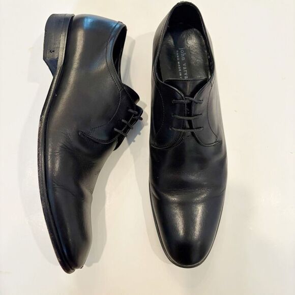 John Varvatos Size 12 Black Dress Shoes Oxford Handmade in Italy - Picture 1 of 7